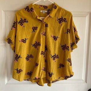 Madewell gold embroidered floral top xl